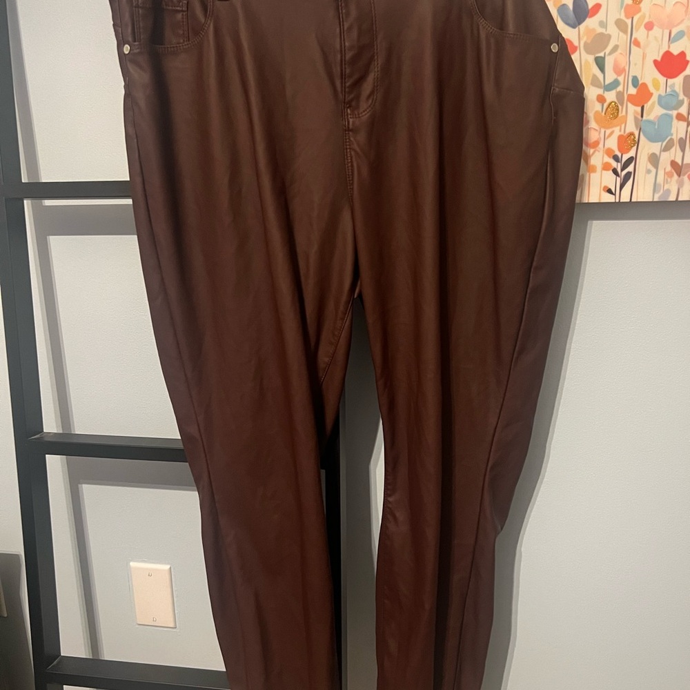 Women’s Maroon Pleather Pants